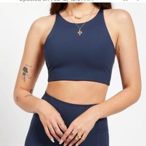 NEW GIRLFRIEND COLLECTIVE Small Navy Longline Adjustable Strap Sports bra